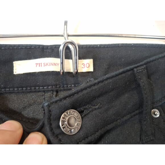 Levi's 711 Skinny Jeans Women's 30x30 Black - Picture 3 of 6
